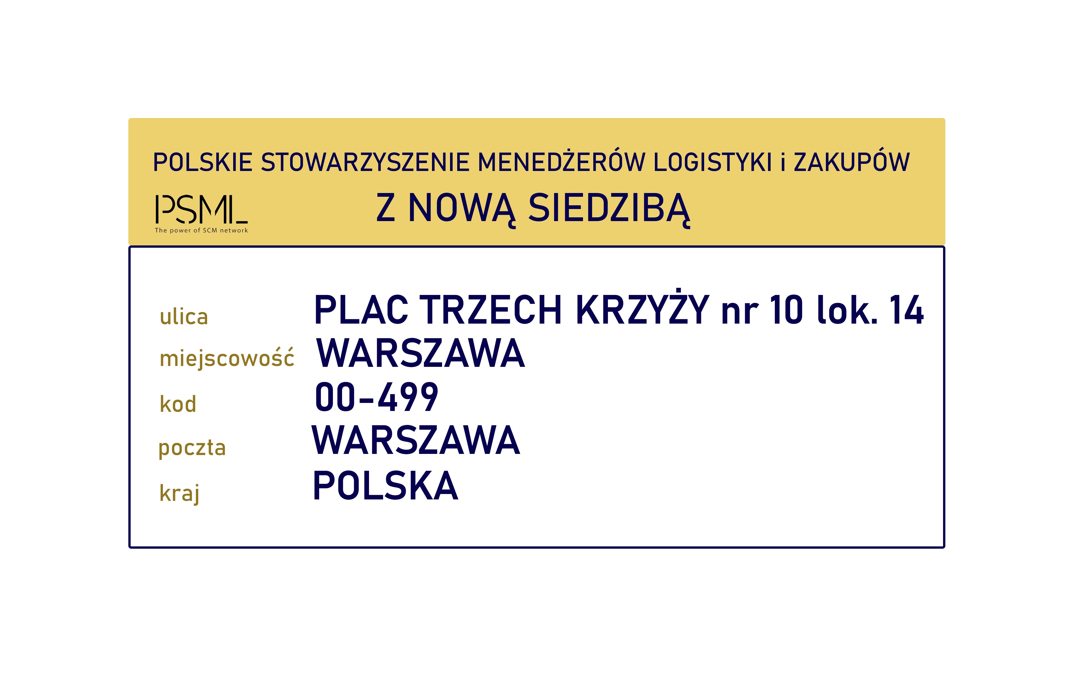 Zmiany w KRS – nowy adres Polskiego Stowarzyszenia Menedżerów Logistyki i Zakupów